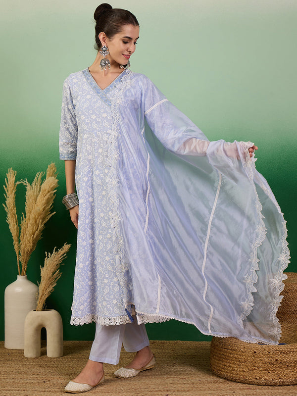 Light Purple Cotton Pant Suit Acy7973